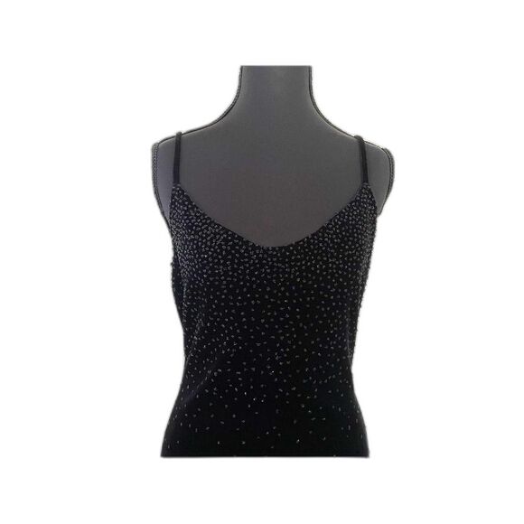 Vtg Women's Velvet Beaded Dress Medium Black Y2K 90s Prom Grunge Formal Party - Picture 4 of 7